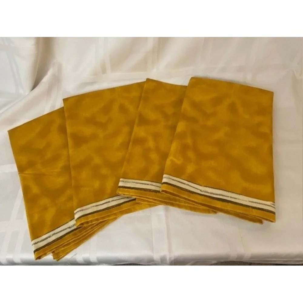 Pierre Frey Paris Mustard Yellow Cotton Napkins Set of 4 Made in France 19.5in